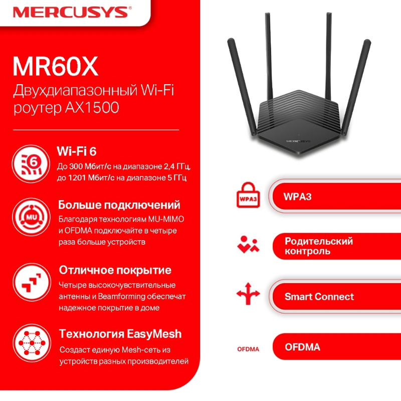 Маршрутизатор/ AX1500 Dual-Band Wi-Fi 6 Router