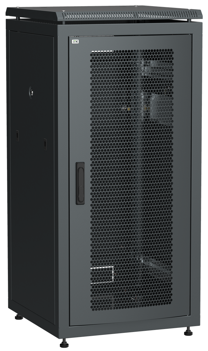 ITK Шкаф сетевой 19" LINEA N 28U 600х800 мм перфорированная передняя дверь черный