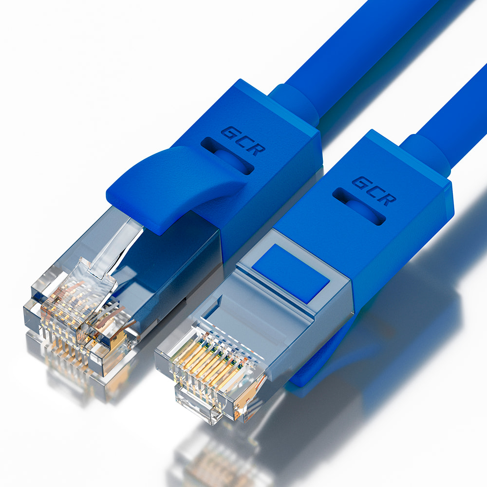 GCR Патч-корд прямой 0.5m UTP кат.5e, синий, 24 AWG, литой, ethernet high speed 1 Гбит/с, RJ45, T568B