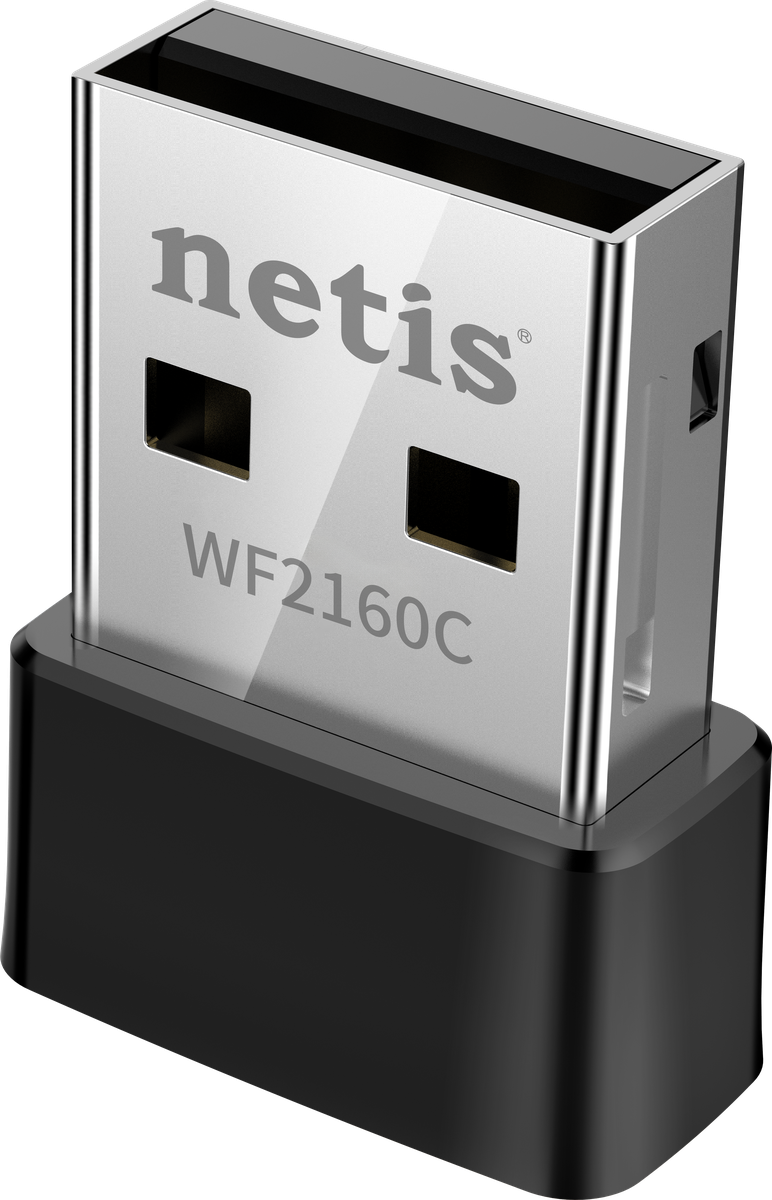 Netis WF2160C Сетевой двухдиапазонный адаптер Wi-Fi AC650, 2,4/5 ГГц, до 650 Мбит/с, USB 2.0, встроенная антенна