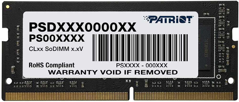 Оперативная память DDR4 16Gb 2666MHz Patriot PSD416G266681S Signature RTL PC4-21300 CL19 SO-DIMM 260-pin 1.2В single rank Ret [PSD416G266681S]