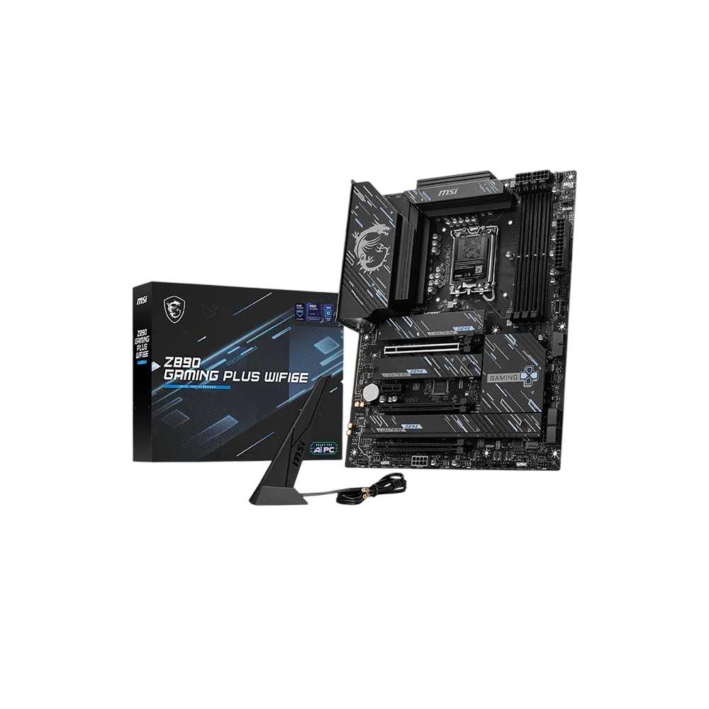 Материнская плата MSI Z890 GAMING PLUS WIFI6E Z890, LGA1851, 4*DDR5, 3*PCIEx16, 1*PCIEx1, 4*M.2, 2*TypeC, 1*USB3.2Gen2, 6*USB3.2Gen1, 8*USB2.0, 4*SATA3.0, 5G, DP, HDMI, ATX, RTL