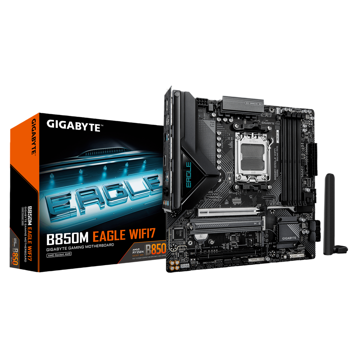 Материнская плата Gigabyte B850M EAGLE WF7 Socket AM5 AMD B850 4xDDR5 mATX AC`97 8ch(7.1) 2.5Gg RAID+HDMI+DP