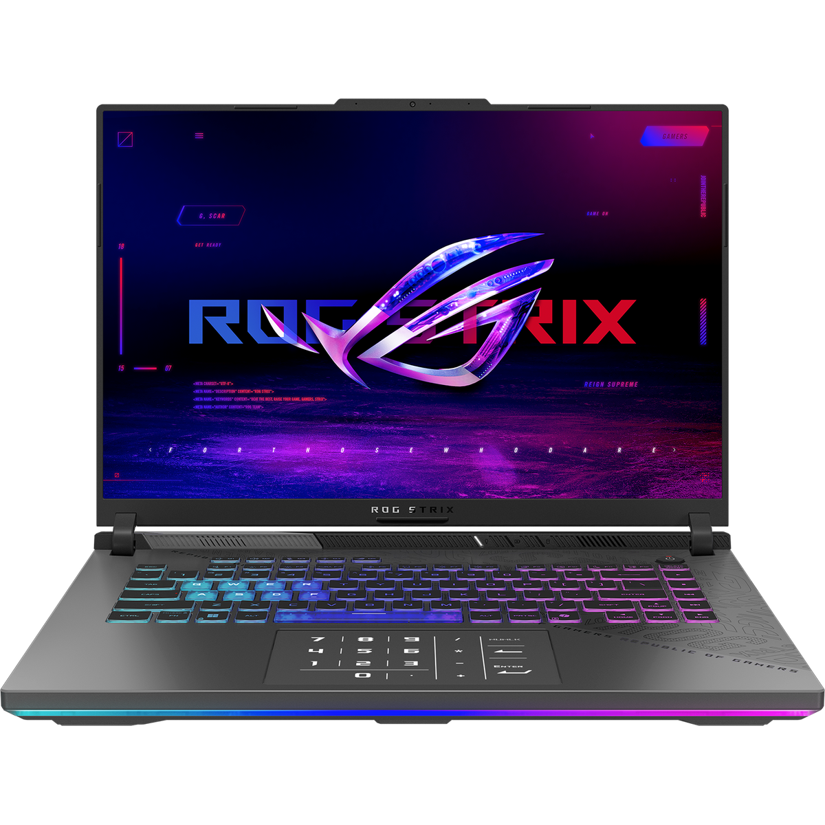 Ноутбук/ ASUS ROG Strix G16 G614FR-S5215 16"(2560x1600 (матовый, 240Hz) IPS)/AMD Ryzen 9 9955HX(2.5Ghz)/32768Mb/1024PCISSDGb/noDVD/Ext:NVIDIA GeForce RTX 5070 Ti(12288Mb)/Cam/BT/WiFi/90WHr/war 1y/2.5kg/Eclipse Gray/DOS