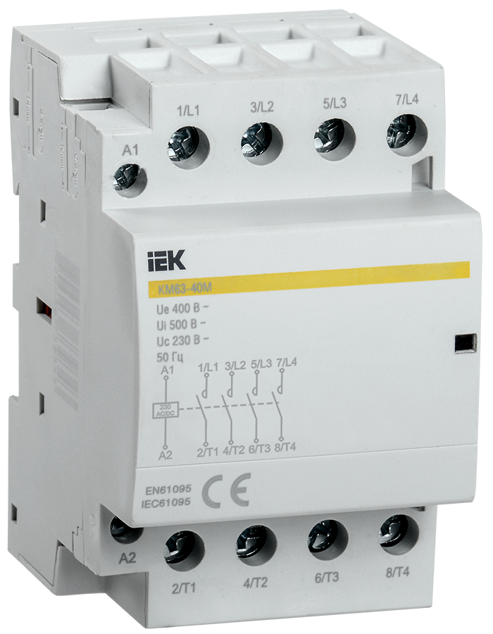 Контактор модульный КМ63-40М AC/DC IEK MKK21-63-40