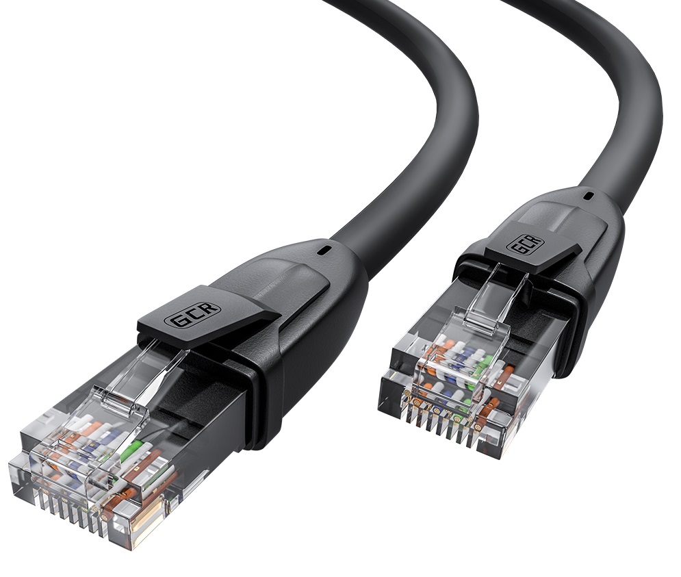 GCR Патч-корд прямой 3.0m UTP кат.6А, черный, 24 AWG, литой, ethernet high speed, RJ45, T568B