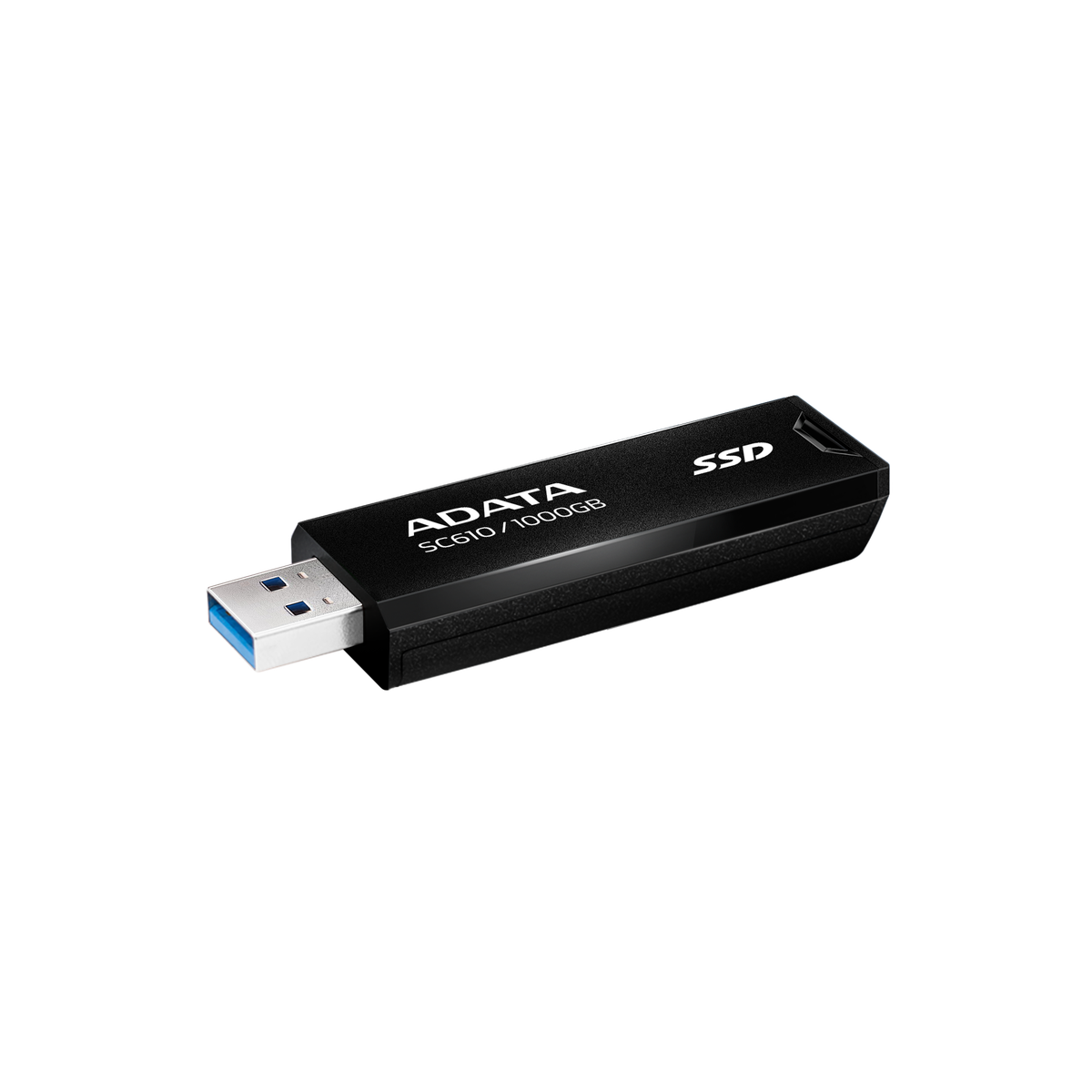 Твердотельный накопитель/ ADATA External SSD SC610, 1000GB, Type-A, USB 3.2 Gen2, R/W 550/500 MB/s, 67x24x10mm, Black (5 лет)