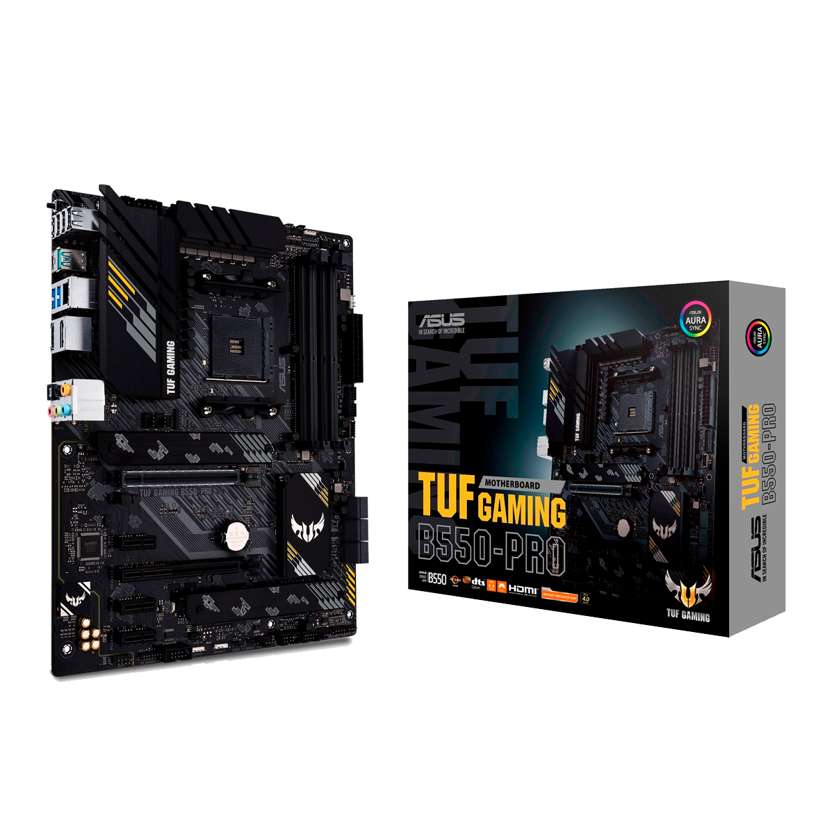 Материнская плата ASUS TUF GAMING B550-PRO, AM4, AMD B550, 4xDDR4, 6xSATA, 2xM.2, 1xPCIe 4.0 x16, 1xPCIe 3.0 x16, 3xPCIe x1, 1xHDMI, 1xDP, 1x 2.5Gb LAN, 4xUSB 2.0, 2xUSB 3.2 Gen 1, 1xUSB 3.2 Gen 2, 1xUSB-C 3.2 Gen 2, 5x3.5 мм, 7.1, ATX