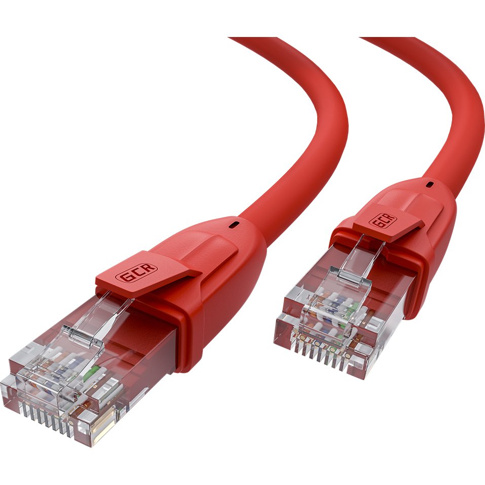 GCR Патч-корд прямой 1.5m UTP кат.6А, красный, 24 AWG, литой, ethernet high speed, RJ45, T568B