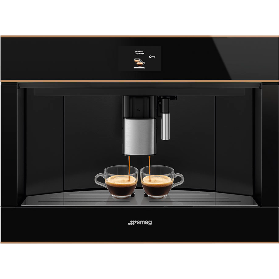 Кофемашина Smeg/ SMEG CMS4604NRRU Автоматическая кофемашина, 60 см, высота 45 см, черное стекло Eclipse, медный профиль