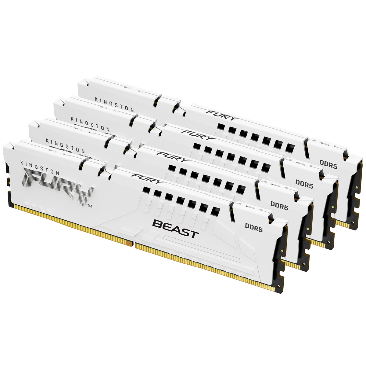 Оперативная память для компьютера 64Gb (4x16Gb) PC5-48000 6000MHz DDR5 DIMM CL40 Kingston Fury Beast White KF560C40BWK4-64