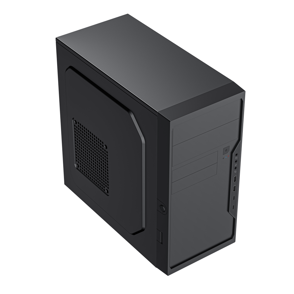 Корпус с блоком питания 500Вт./ Case Foxline FL-733R, mATX, 2x5.25EXT, 2x3.5EXT, 5x3.5INT, 2xUSB2.0, 2xUSB-C (19pin), HDA, w/o FAN, w/500W ATX PSU, w/1.2m EU pwr cord