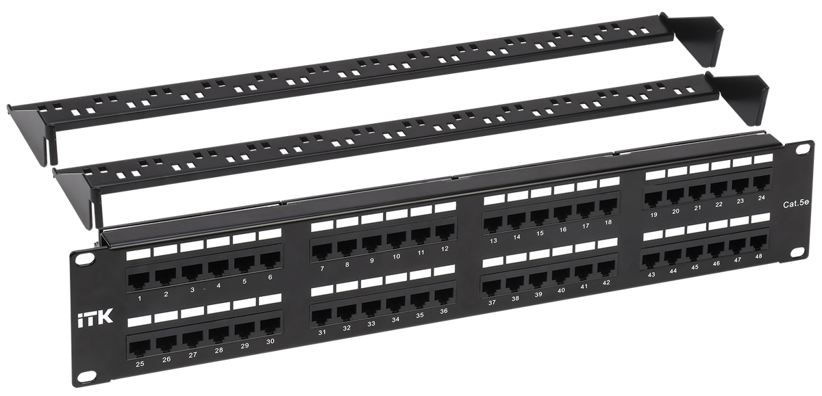 Itk PP48-2UC5EU-D05-1  2U патч-панель кат. 5Е UTP 48 портов (Dual) с каб. орг-м