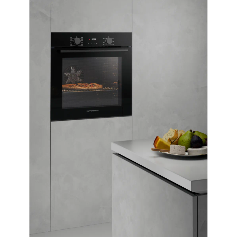 Духовой шкаф Kuppersberg/ KITCHEN RETAIL / Духовой шкаф Kuppersberg, High-Tech, 85 л, поворотное управление/сенсорный дисплей, утапливаемые ручки, LED дисплей, таймер, 8 режимов, макс. температура 300 градусов, телескопические направляющие (на 1 уровень), доводчик двери, цвет черный, цвет фурнитуры черный