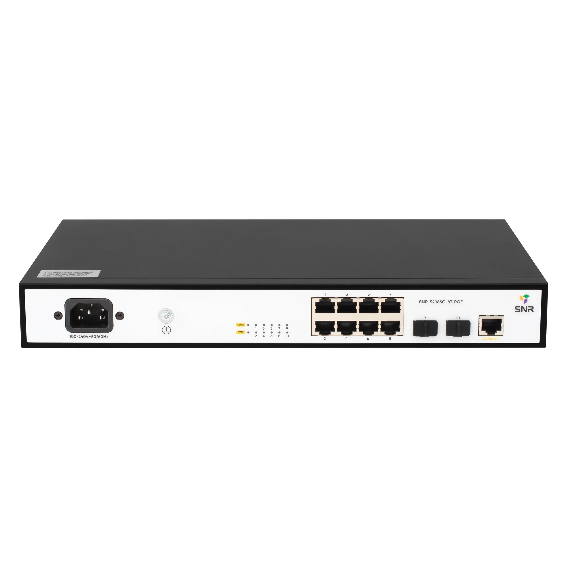 SNR SNR-S2985G-8T-POE Управляемый гигабитный PoE коммутатор уровня 2, 8 портов 10/100/1000Base-T и 2 порта 100/1000Base-X (SFP), бюджет PoE 124 Вт, встроенный БП ~220V AC