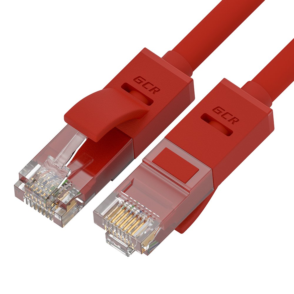 GCR Патч-корд прямой 2.0m UTP кат.5e, красный, 24 AWG, литой, ethernet high speed 1 Гбит/с, RJ45, T568B