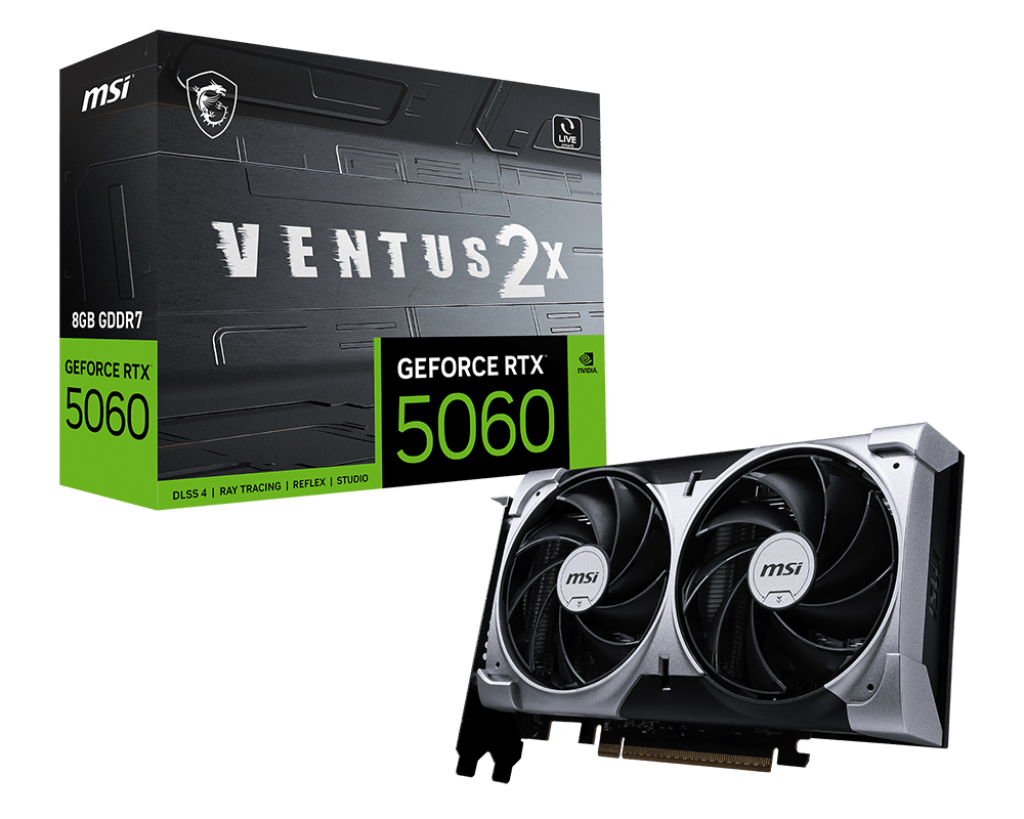 Видеокарта MSI NVIDIA GeForce RTX 5060 8Gb (RTX 5060 8G VENTUS 2X)