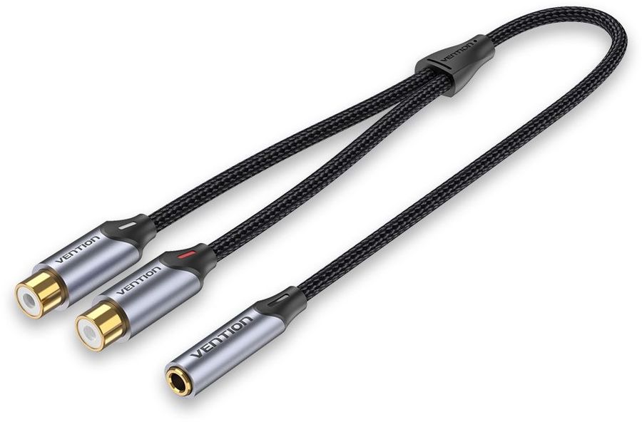 Переходник-разветвитель Vention гибкий Jack 3.5 mm F / 2RCA  F - 0.3м