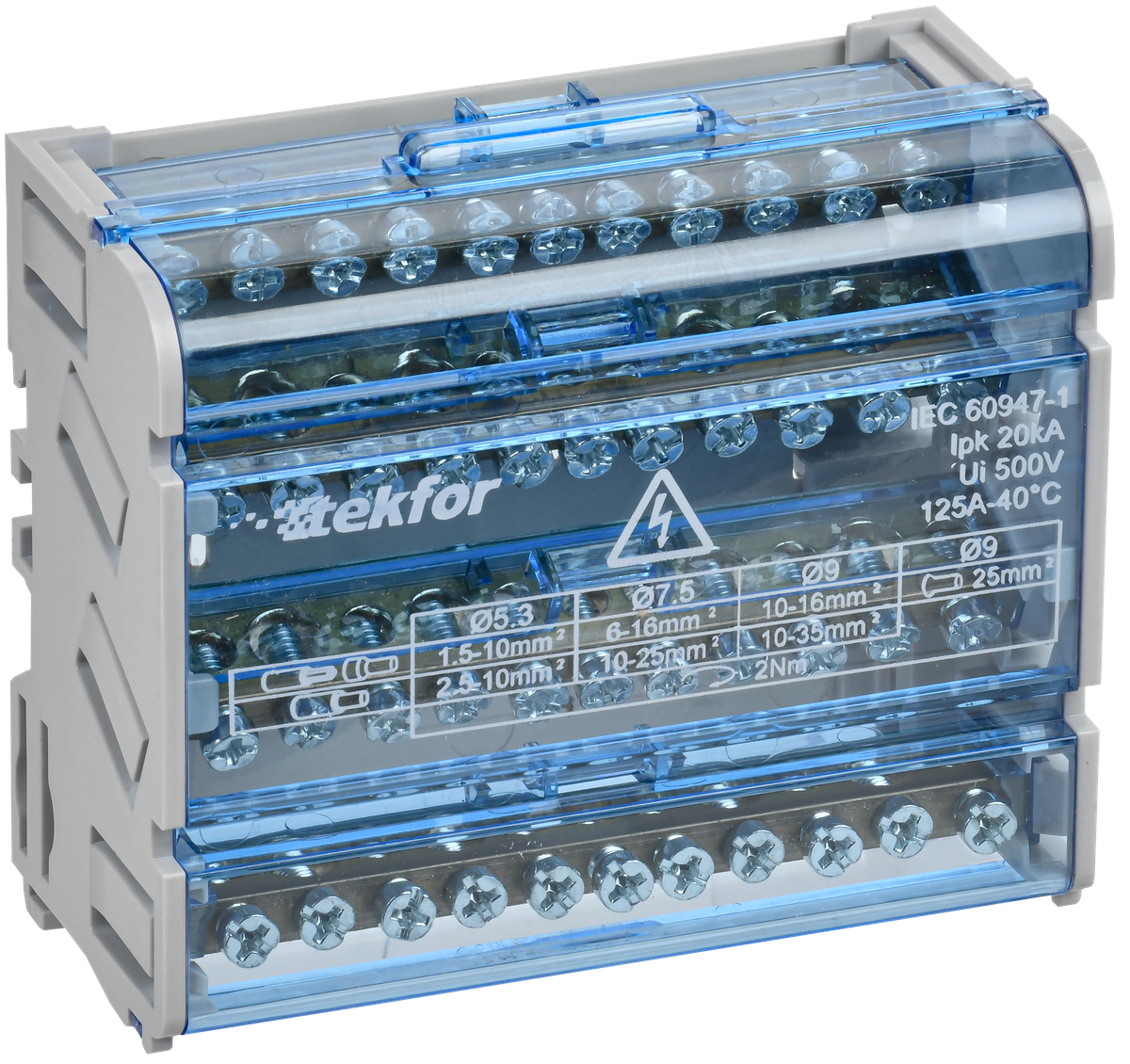 Шины на DIN-рейку (кросс-модуль) ШНК 4х11 3L+PEN TEKFOR (TF-DN10-4-11-125)