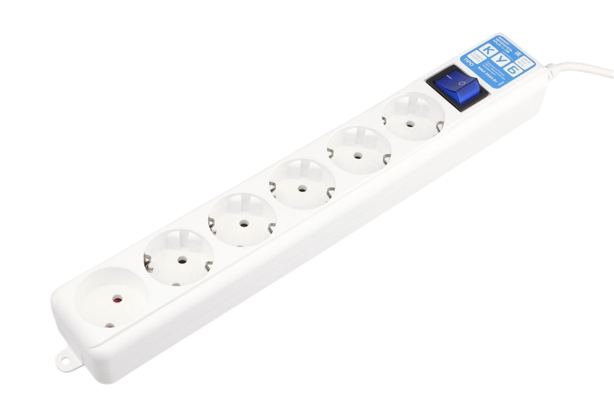 Фильтр-удлинитель Power Cube PRO, 5,0 м 6 розеток, LC контур, 16А/3,5кВт