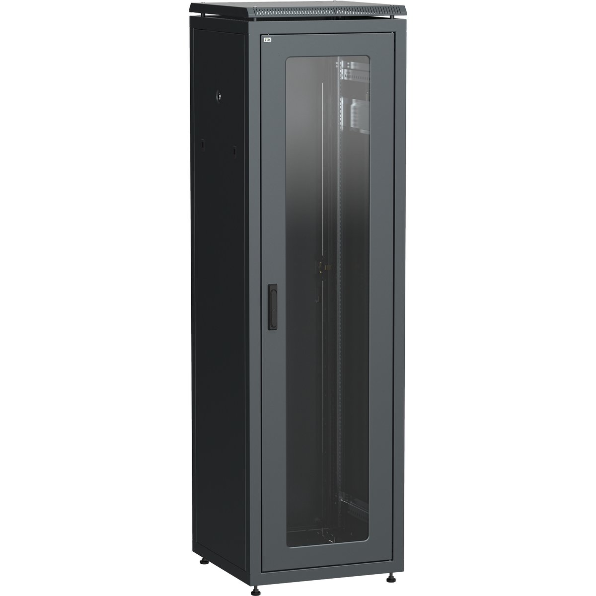 ITK LINEA N Шкаф сетевой 19" 42U 800х800мм стеклянная передняя дверь задняя металлическая черный