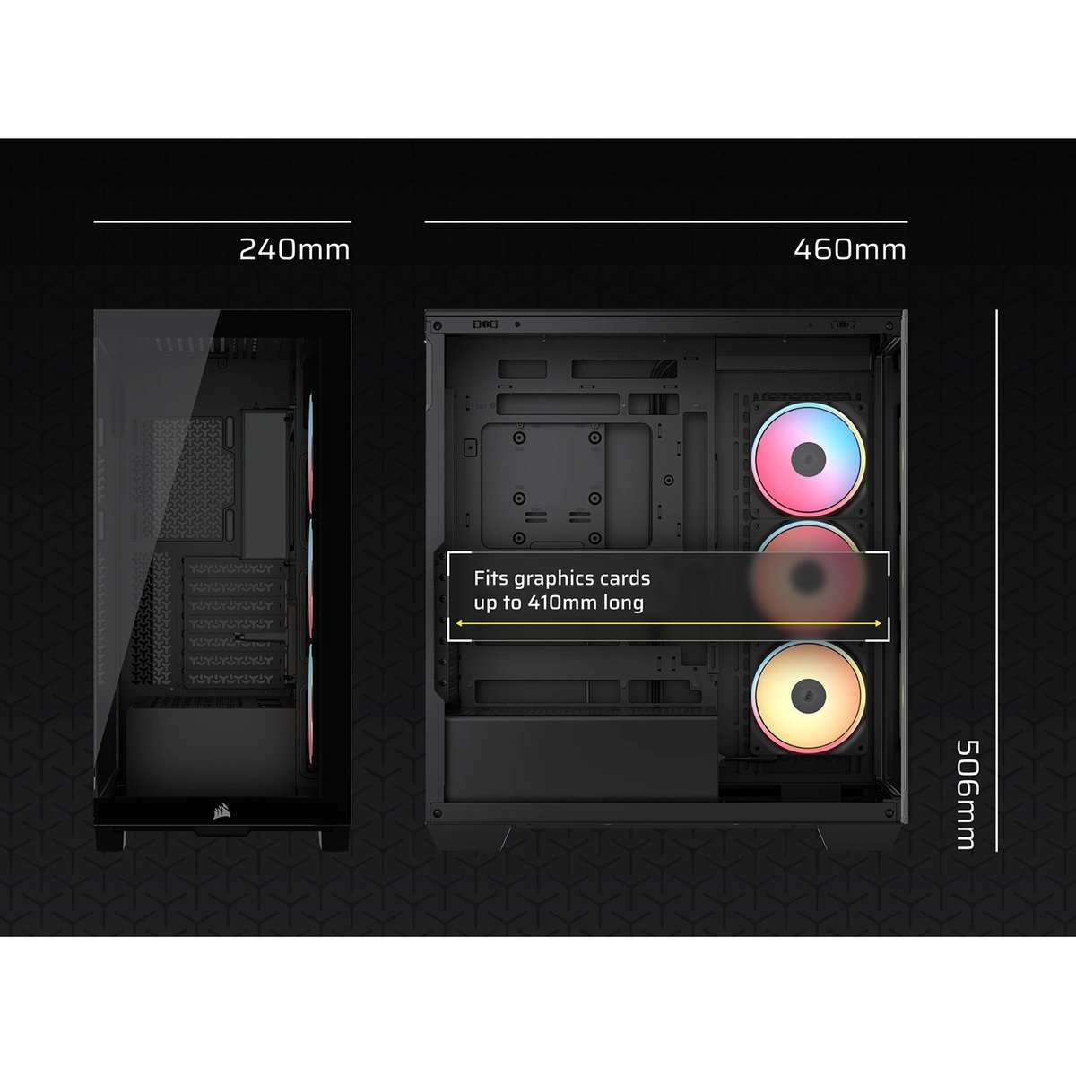 Корпус без блока питания/ Case Corsair 3500X LX-R RGB iCUE LINK, Midi-Tower, TG, 3x120mm ARGB, 2xUSB-A 3.2, 1xUSB 3.2 Type-C, E-ATX, ATX, mATX, mITX Black