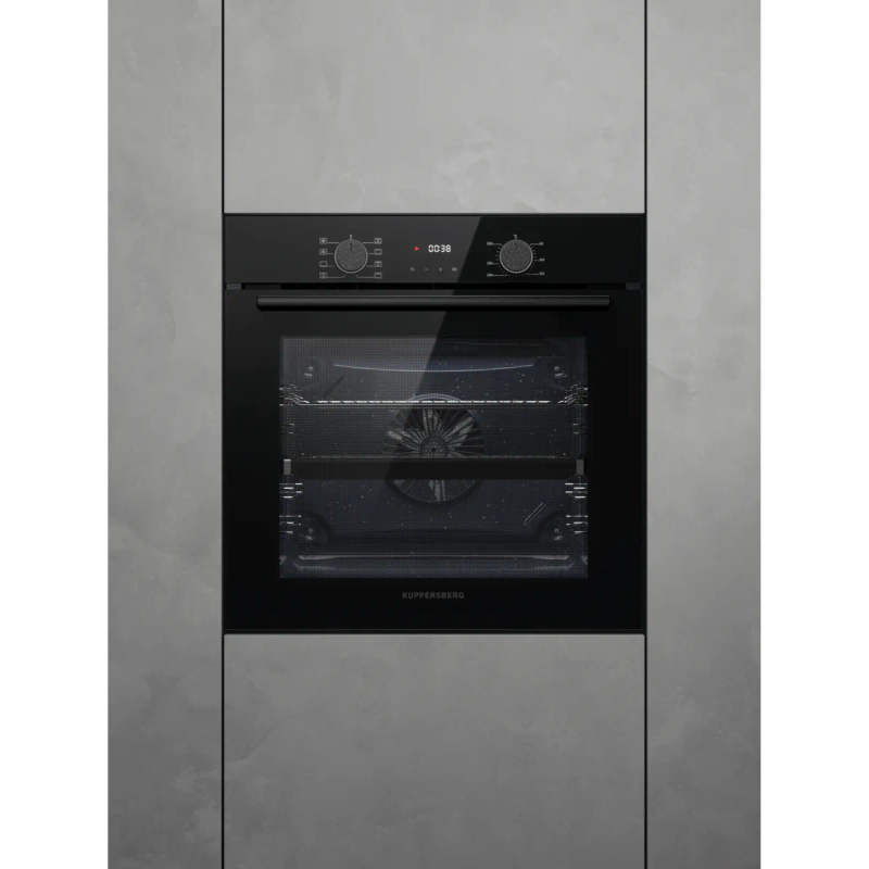 Духовой шкаф Kuppersberg/ KITCHEN RETAIL / Духовой шкаф Kuppersberg, High-Tech, 85 л, поворотное управление/сенсорный дисплей, утапливаемые ручки, LED дисплей, таймер, 8 режимов, макс. температура 300 градусов, телескопические направляющие (на 1 уровень), доводчик двери, цвет черный, цвет фурнитуры черный