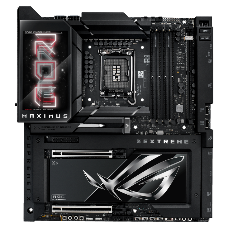 Материнская плата ASUS ROG MAXIMUS Z890 EXTREME, LGA 1851, Intel Z890, 4xDDR5, 4xSATA, 4xM.2, 1xPCI-E 5.0 x16, 1xPCI-E 5.0 x8, 1xHDMI, 2xUSB-C, 2x 10Gb LAN, 5xUSB-A 3.2 Gen 2, 1xUSB-C 3.2 Gen 2x2, 2xUSB-C Thunderbolt 5, 2x3.5 мм, 7.1, E-ATX