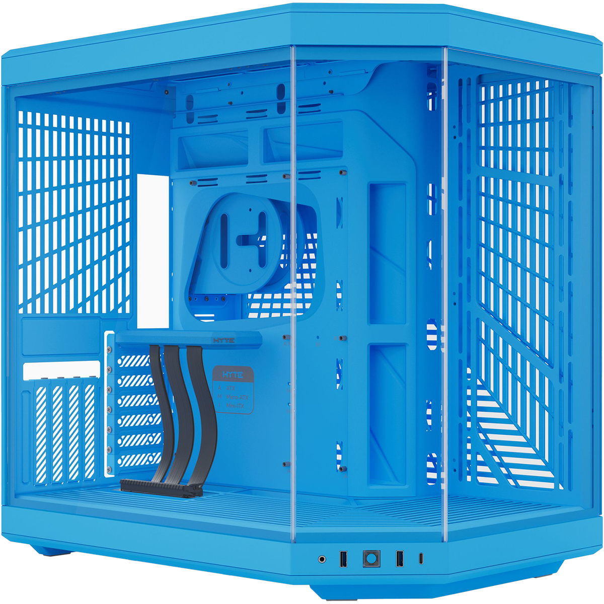 Корпус без блока питания/ Case HYTE Y70, Midi-Tower, TG, no fans, 2xUSB-A 3.2, 1xUSB Type-C, E-ATX, ATX, mATX, mITX Blueberry Milk