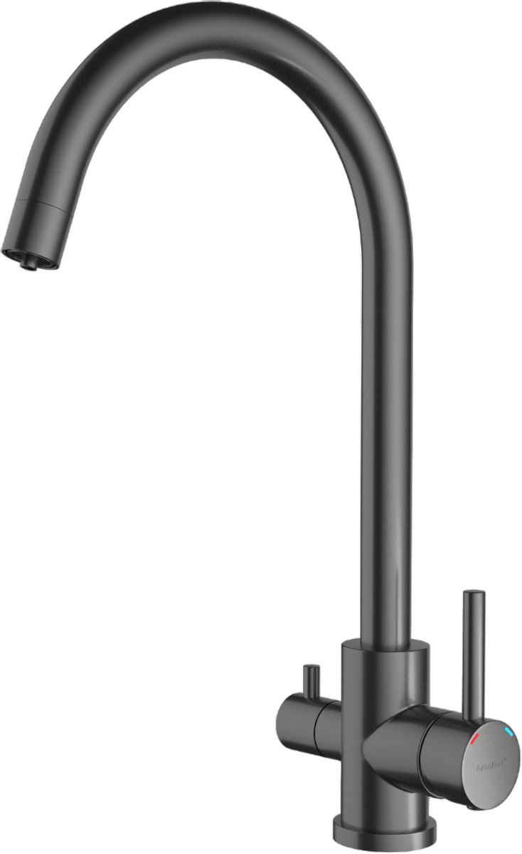 GRANFEST QUARZ Z-5420 PVD графит смеситель для кухни, U-образный, материал: нержавеющая сталь, поворотный излив, вентиль для фильтра питьевой воды, цвет графит