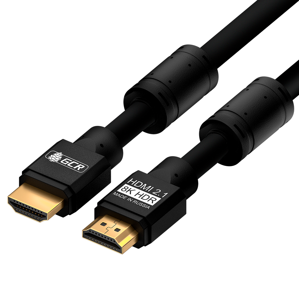 GCR PRO Кабель PROF 2.0m HDMI 2.1, черный, Ultra HD 8K 60Hz, 4K 144Hz, динамический HDR, 4:4:4, 48.0 Гбит/с, медь, 3X экран с армированием, ферриты