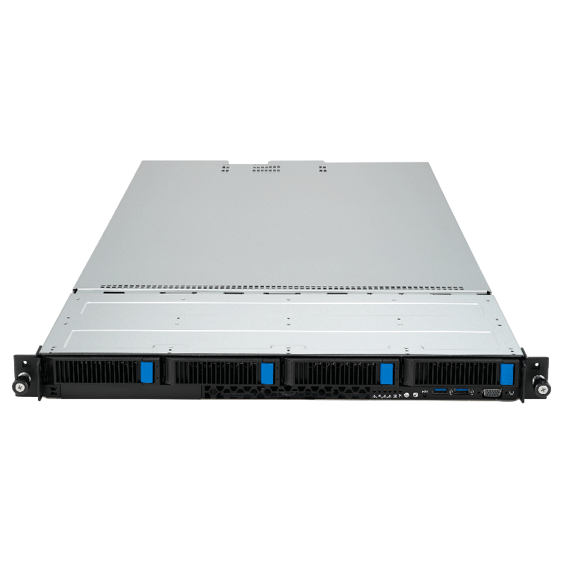Серверная платформа/ ASUS RS501A-E12-RS4, 1U, 1x  SP5 (LGA 6096) 400W, 24x DIMM DDR5 6400/4800, 4x 3.5'' SATA/SAS, 2x M.2 SATA/NVME x4 22110, 3x PCIe x16+ 1x OCP3.0 x16, 1x 2-port 1GbE Intel I350 LAN, up to 2 single-slot GPU cards, 1+1 1600W