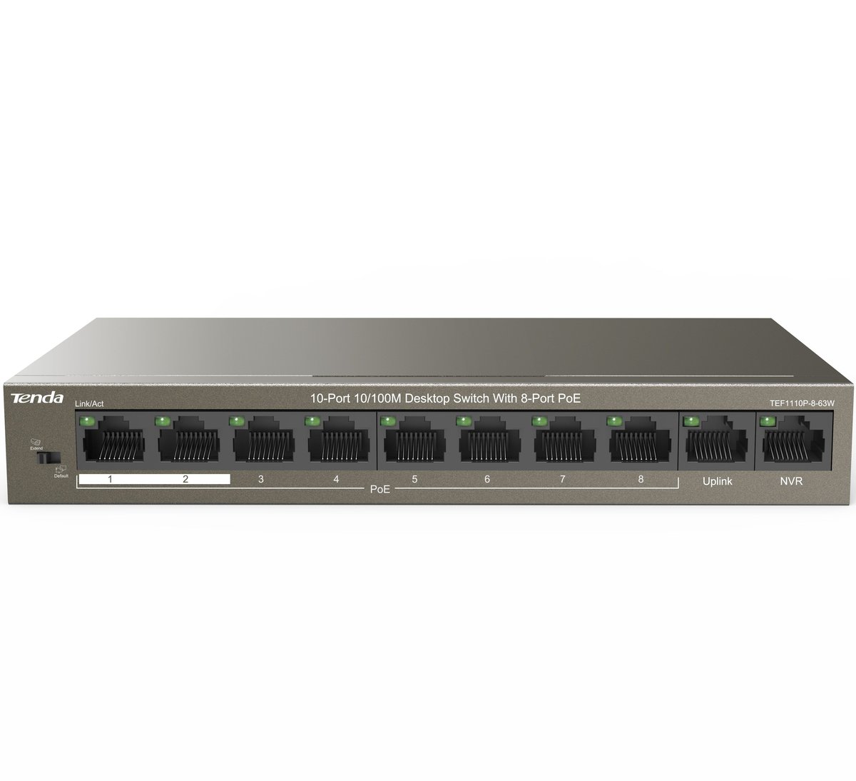 Коммутатор Tenda TEF1110P-8-63W, 8×PoE, 63W PoE