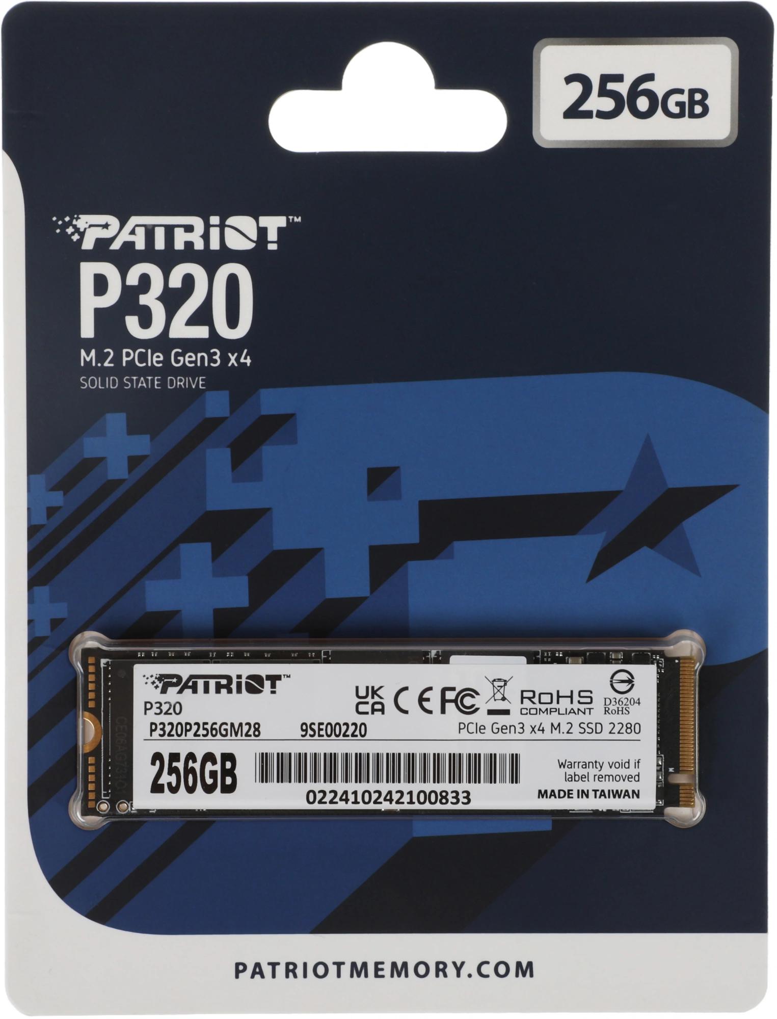Твердотельный накопитель Patriot PCIe 3.0 x4 256GB P320P256GM28 P320 M.2 2280 [P320P256GM28]