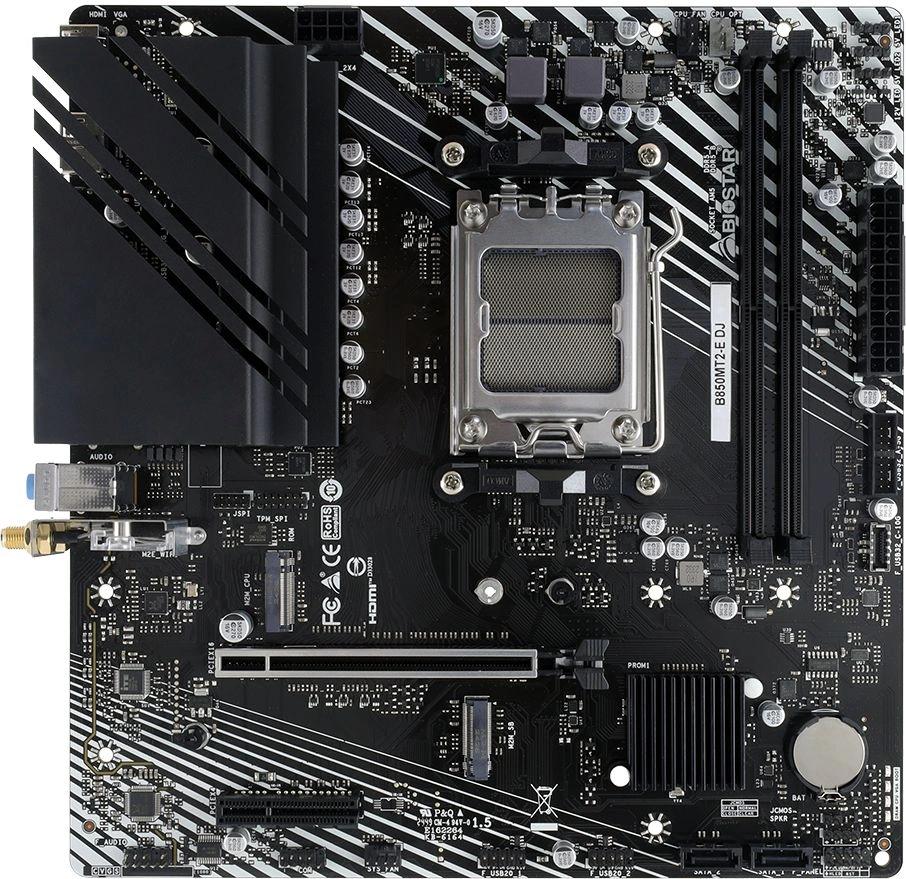 Материнская плата Biostar B850MT2-E DJ SocketAM5 AMD B850 2xDDR5 mATX AC`97 8ch(7.1) 2.5Gg RAID+HDMI+DP