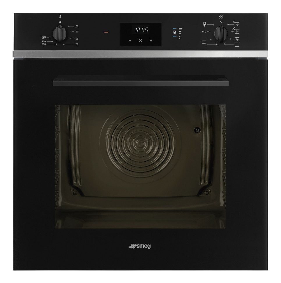 Встраиваемый духовой шкаф SMEG/ Встраиваемый духовой шкаф SMEG, 60 см, Selezione, пар SteamOne (20-40%), 50-250 градусов, LED-дисплей DigiScreen, галогенная подсветка, Soft Open/Close, 6 режимов, поворотные переключатели/сенсорные кнопки, ECO-функция с пониженным энергопотреблением, полезный объем 68 л, энергоэффективность А, цвет черный