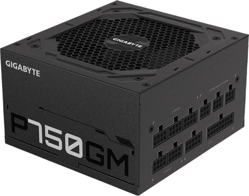 Блоки питания/ Power Supply Gigabyte GP-P750GM, 750W 80+ Gold (ATX, 2.31, Full modular, 1x24(20+4)pin, 2x4+4-pin CPU, 3xMolex, 4x6+2-pin PCIe, 8xSATA3, Active, 120x120mm, 150x140x86mm, APFC, black)