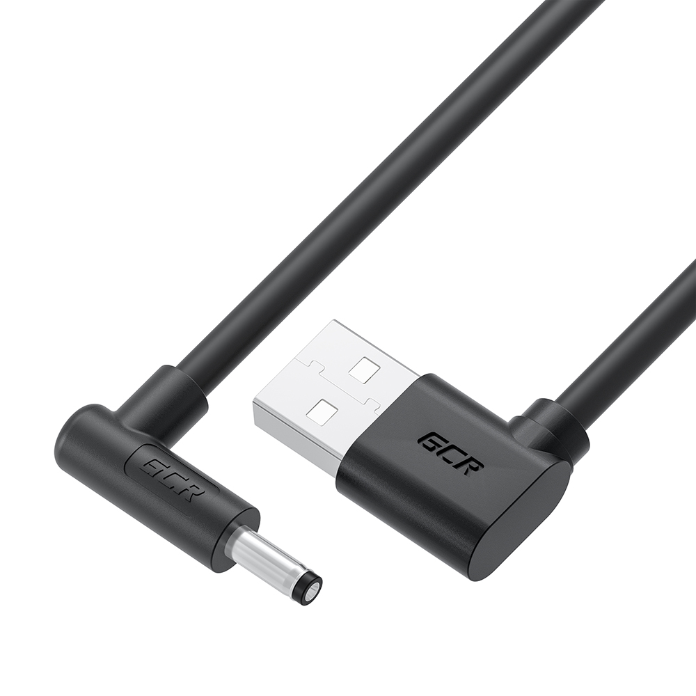 GCR Кабель питания 2.0m USB AM левый угол / DC 3.5х1.35 mm угловой, медь, черный