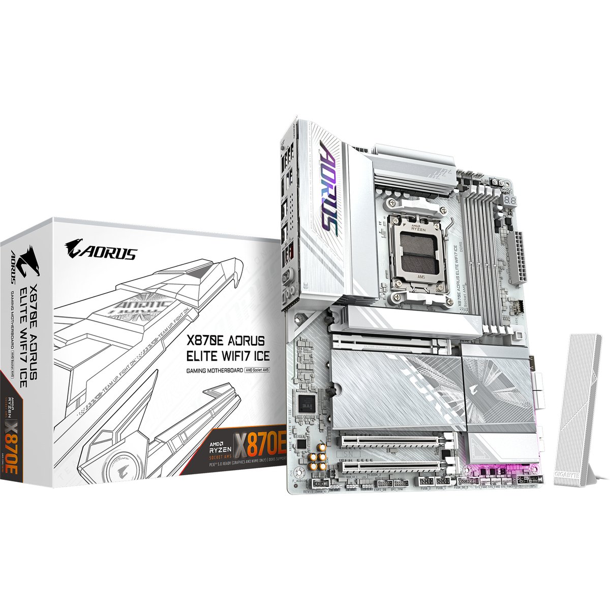 Материнская плата Gigabyte X870E AORUS ELITE WIFI7 ICE Socket AM5 AMD X870E 4xDDR5 ATX AC`97 8ch(7.1) 2.5Gg RAID+HDMI