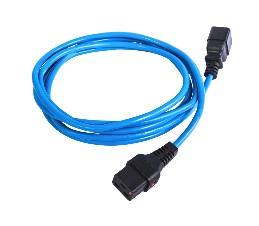 REM Шнур питания с фиксатором IEC 60320 C19/IEC 60320 C20, 16 А / 250 В (3 * 1,5), длина 3 м, синий R-16-Cord-C19-C20-3-Blue