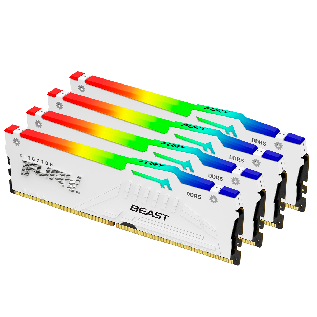 Память оперативная/ Kingston 64GB 5200MT/s DDR5 CL40 DIMM (Kit of 4) FURY Beast White RGB XMP