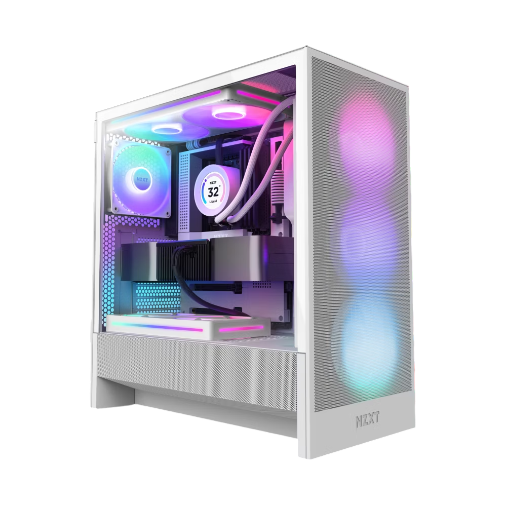 Корпус ПК NZXT CC-H52FW-R1, H5 Flow RGB, Midi-Tower, белый