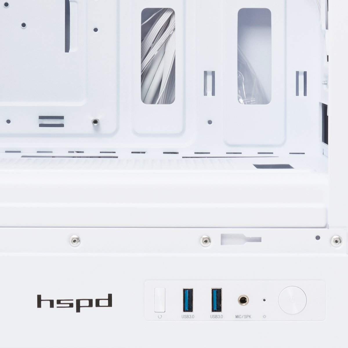 Корпус без блока питания/ Case HSPD M510, Mesh Mid Tower, White, TG, 0.5 SPCC, 4x120mm ARGB (Orbis F1) ATX, mATX, mITX 180/280/160mm 1x2.5", 1x3.5", 7xPCI 2xUSB-A 3.0 517x277x418mm