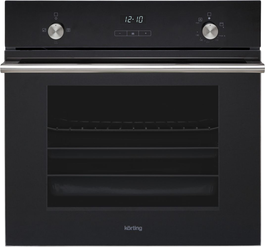 Встраиваемая газовая духовка Korting OGG 771 CFN / 59.7 х 59.6 x 56.5, газовая, газовый гриль, конвекция, дисплей Cold White с сенсорным управлением, газ-контроль, электроподжиг, телескопические направляющие на 1 уровне, черная