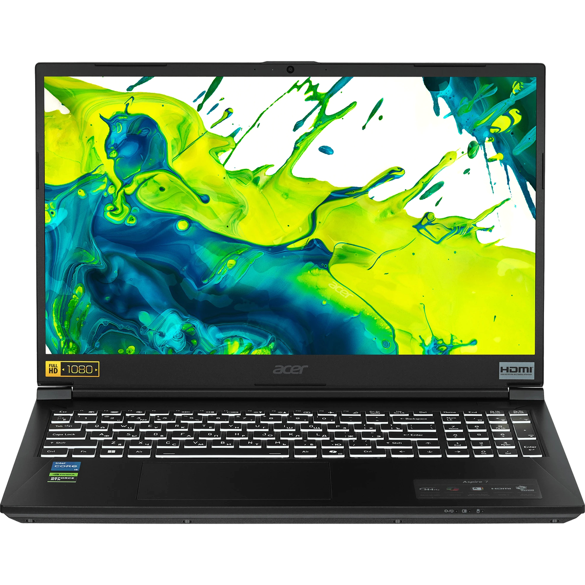 Ноутбук/ ACER Aspire7 A715-59G-53YS 15.6"(1920x1080 (матовый) IPS)/Intel Core 5 210H(2.2Ghz)/16384Mb/512PCISSDGb/noDVD/Ext:nVidia GeForce RTX3050(6144Mb)/Cam/BT/WiFi/50WHr/war 1y/2kg/Black/Iron/NoOS