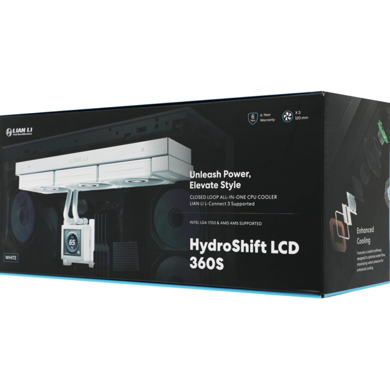 Система водяного охлаждения Lian-Li HydroShift LCD 360S Soc-AM5/AM4/1700/1851 белый 4-pin 29.8dB Al+Cu LCD 330W Ret (G89.GHSLCD36SW.R0) [G89.GHSLCD36SW.R0]