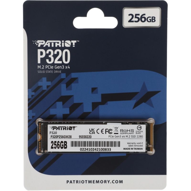 Твердотельный накопитель Patriot PCIe 3.0 x4 256GB P320P256GM28 P320 M.2 2280 [P320P256GM28]