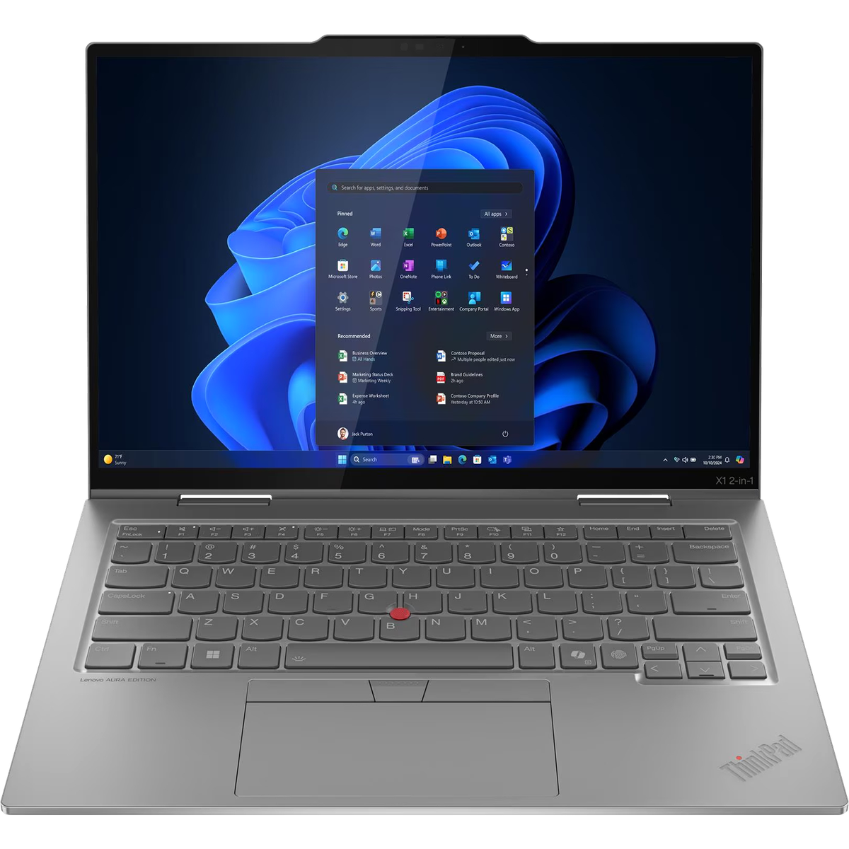 Ноутбук/ Lenovo ThinkPad X1 2-in1 G10 Aura Edition,  14" (1920x1200) Touch 100%sRGB 500 nits, U7-258V, 32GB, 1TB SSD, Intel Arc Graphics, 1080P FHD RGB+IR, Intel® Wi-Fi 7 BE201 2x2 BE vPro & BT 5.4, Lenovo Yoga Pen, 57Wh, BKLT KB ENG,  W11 Pro, 1Y, Grеy