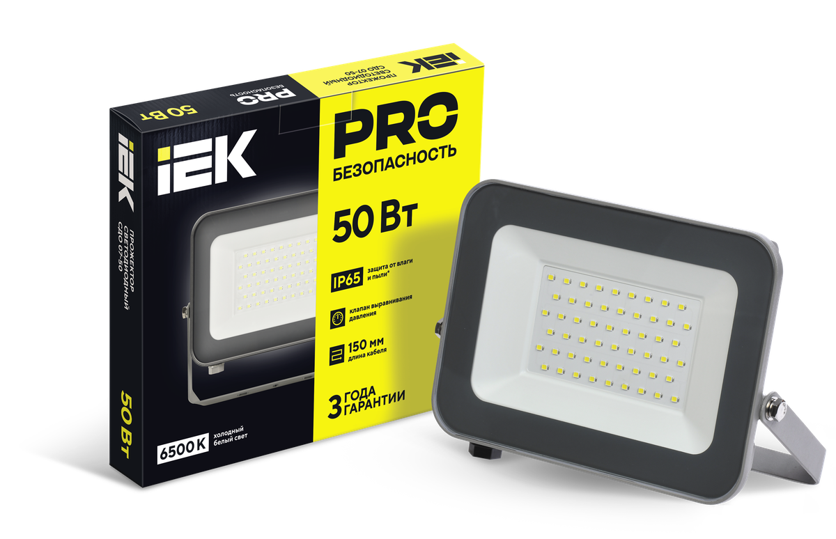 Прожектор СДО 07-50 светодиодный серый IP65 IEK