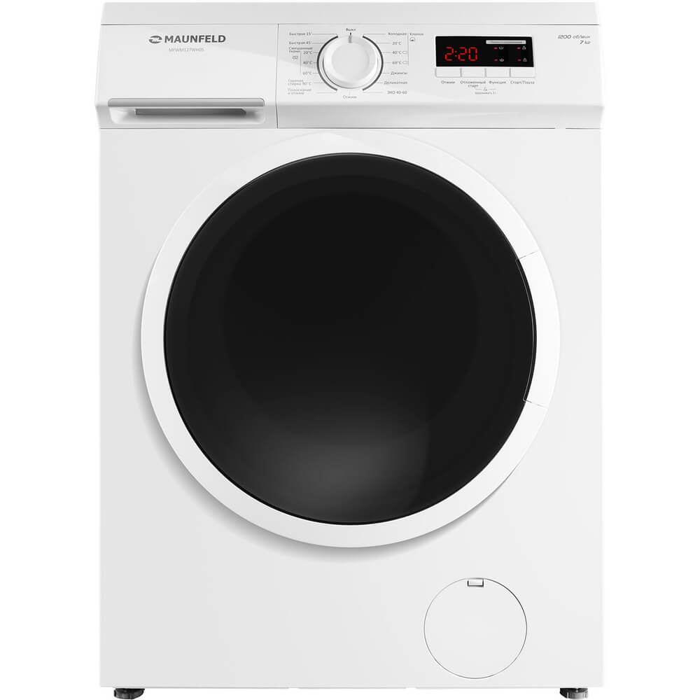 Стиральная машина Maunfeld/ Стиральная машина Maunfeld, узкая, ВхШхГ 850х595х475 мм, загрузка 7 кг, 1200 об/мин., 15 режимов, электронное управление, дисплей, энергоэффективность A++, цвет: белый